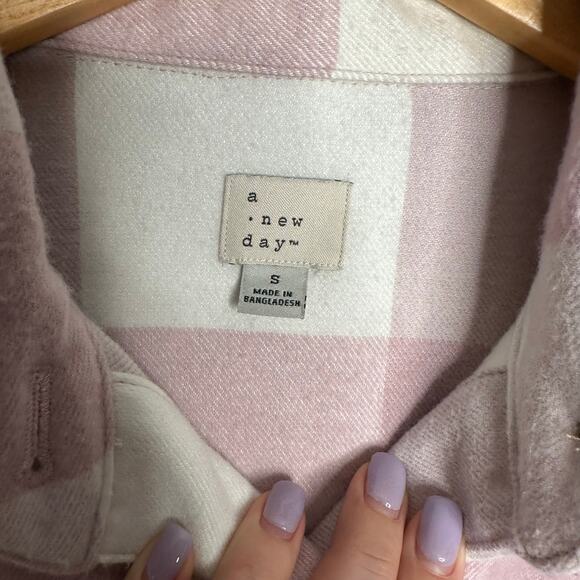 A New Day Women's Pink +‎ White Belted Waist Buttoned Checkered Shacket Size S - Picture 3 of 7